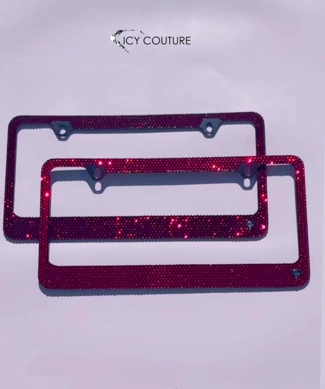 Video of bedazzled red rhinestones bling license plate frames