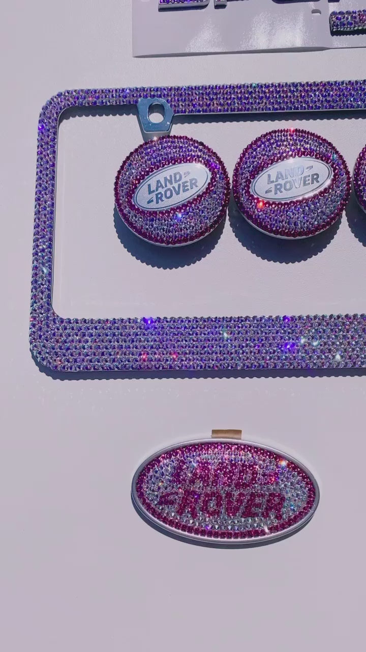 Video of Crystal AB and Rose Range Rover Sport Emblems Set Bedazzled with Swarovski Crystals - Custom Car Bling by ICY Couture.