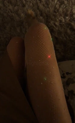 Video of Beige Sparkling Crystal Fishnets Rhinestone Bling Tights