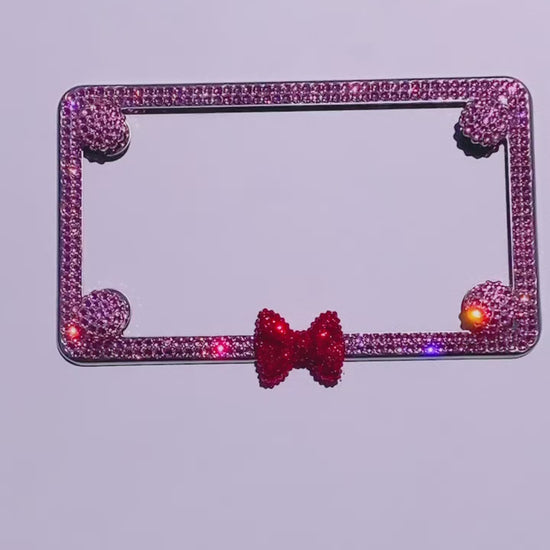 Sparkling Pink Bling Motorcycle License Plate Frame Crystallized by ICY Couture with Swarovski Crystals or Glass Rhinestones