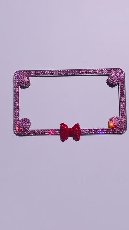 Sparkling Pink Bling Motorcycle License Plate Frame Crystallized by ICY Couture with Swarovski Crystals or Glass Rhinestones