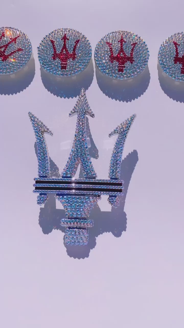 Swarovski Crystal Shimmer Front Grille Maserati Crown Emblem | Genuine Part 670005377