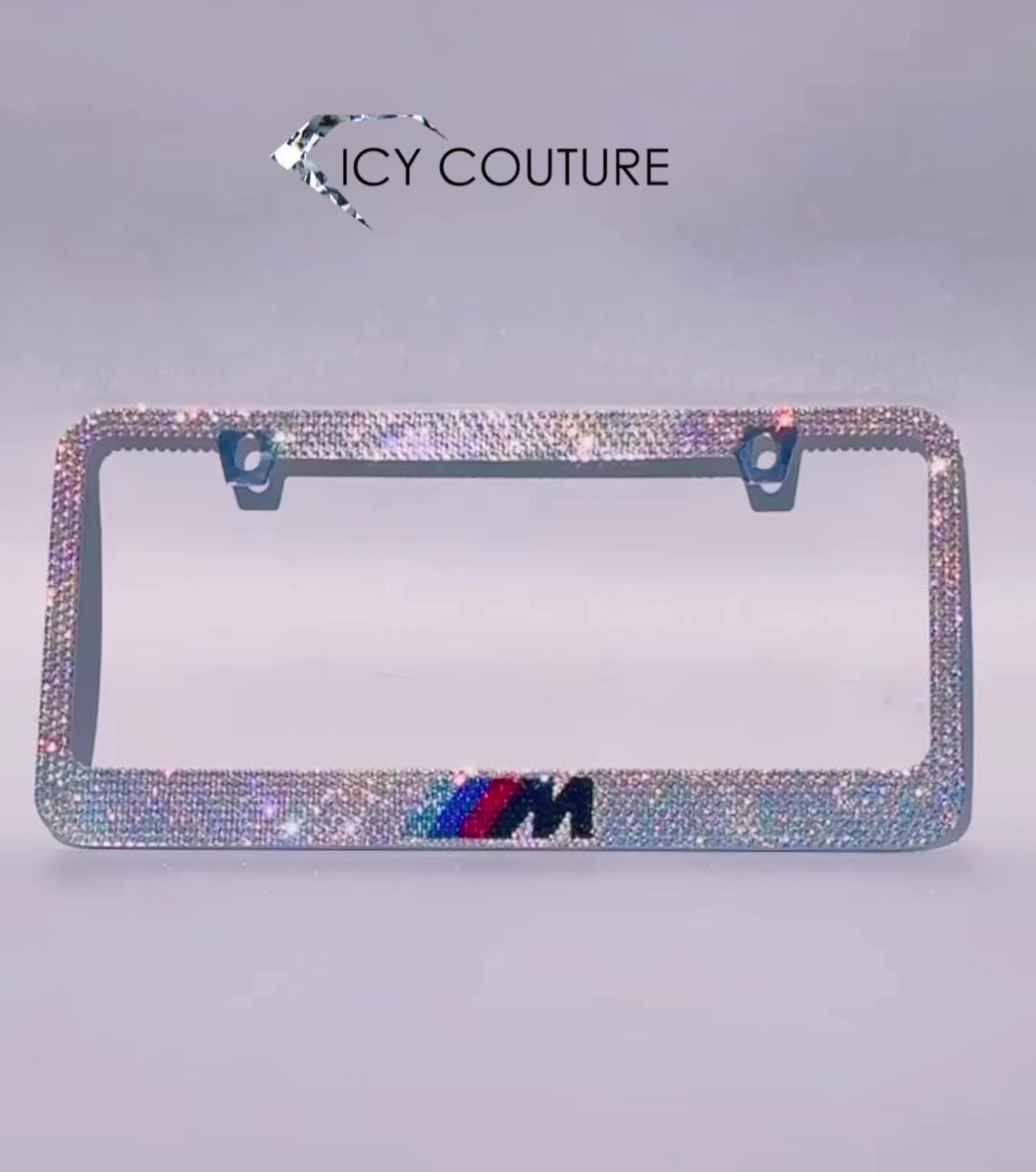 Video of BMW M License Plate Frame Bedazzled with Swarovski Crystals