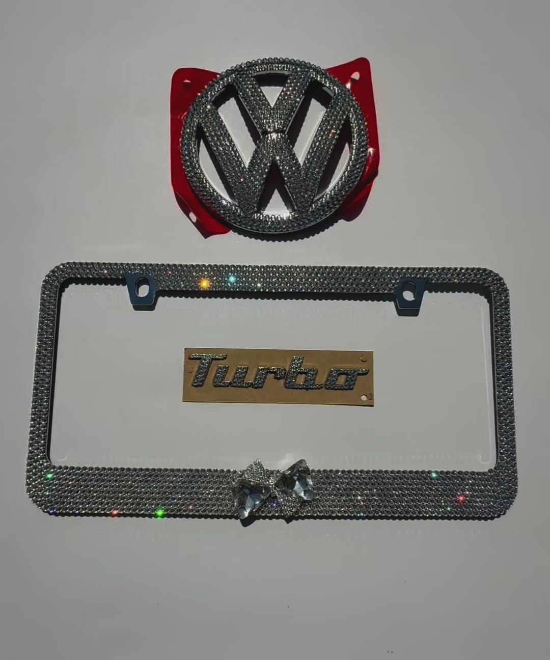 VW Volkswagen Beetle Grille Front Emblem Customized with Crystal Moonlight Austrian Crystals.
