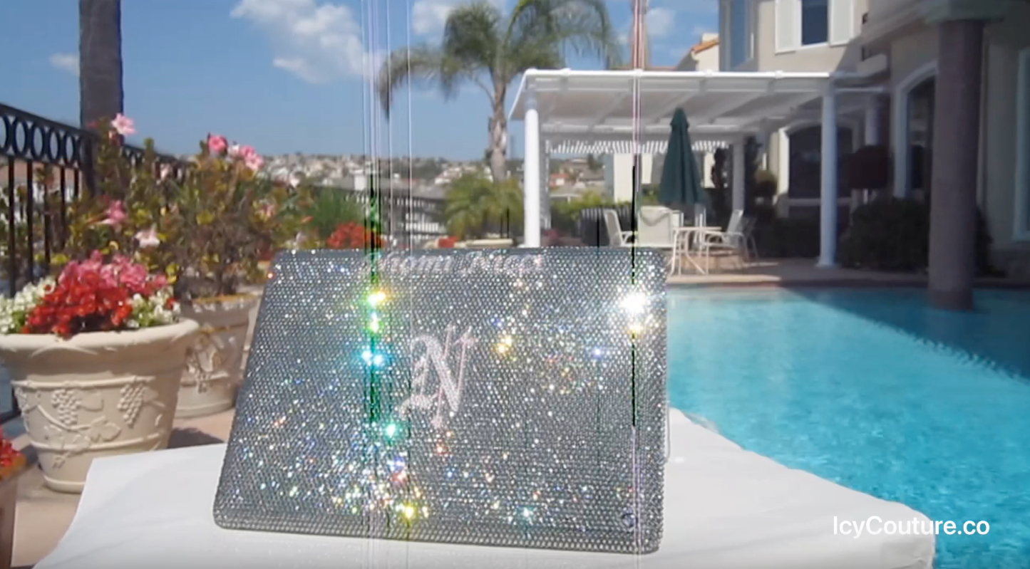 Laptop Cover Custom Crystallized with Black Diamond Swarovski Crystals with Initial and Name by ICY Couture