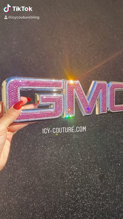 Watch video of super sparkling GMC Denali Yukon XL Emblems Set in Pink and Purple Swarovski crystals