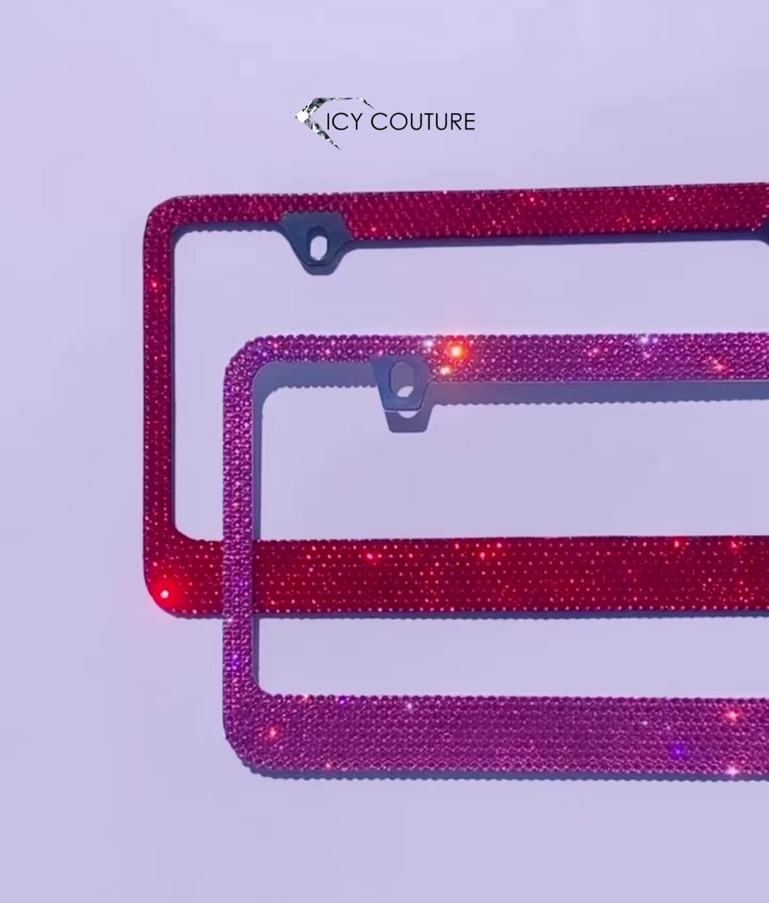 Video of Crystal License Plate Frames Crystallized with Austrian Crystals: Light Siam, Rose 