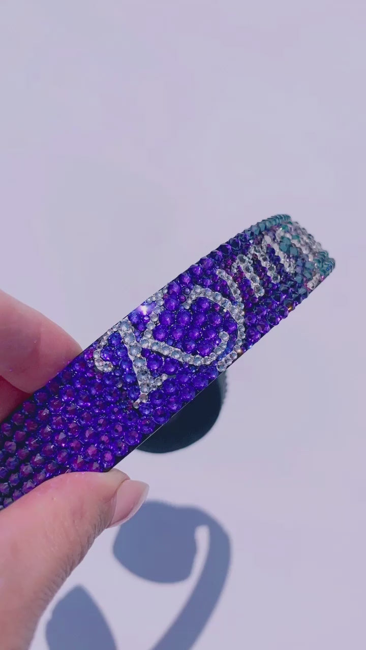 Purple Heliotrope with Custom Name Beats Solo 3 Wireless Headphones, Crystallized by ICY Couture