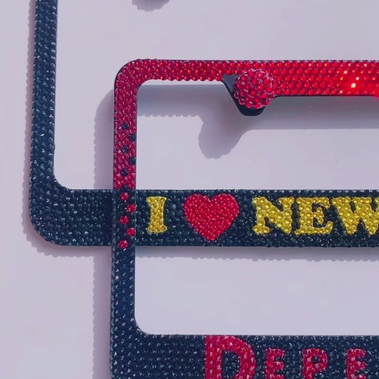 Video of I Love New Yours and Depeche Mode Bling License Plate Frames With Swarovski Crystals, Bedazzled by ICY Couture