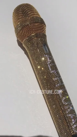 Video of beautiful 24K Gold Swarovski Crystals Microphone Custom crystallized by ICY Couture