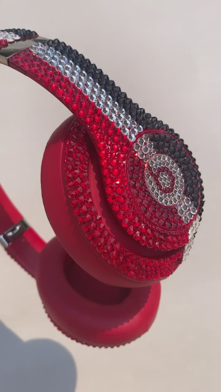 Video of Egyptian flag Bling Studio Beats Headphones Custom Beddazled with Swarovski crystals or premium glass rhinestones by ICY Couture.