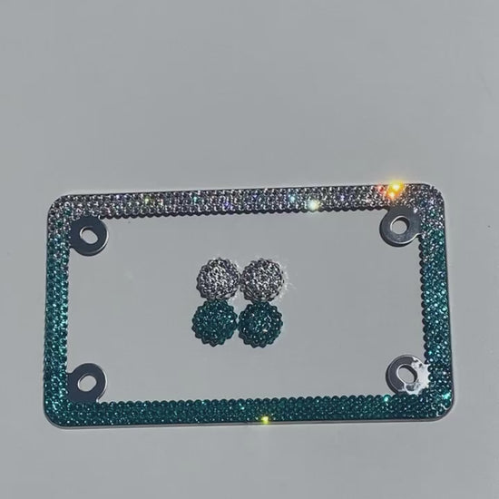 Video of Sparkling Motorcycle License Plate Frame Crystallized by ICY Couture with Swarovski Crystals or Glass Rhinestones