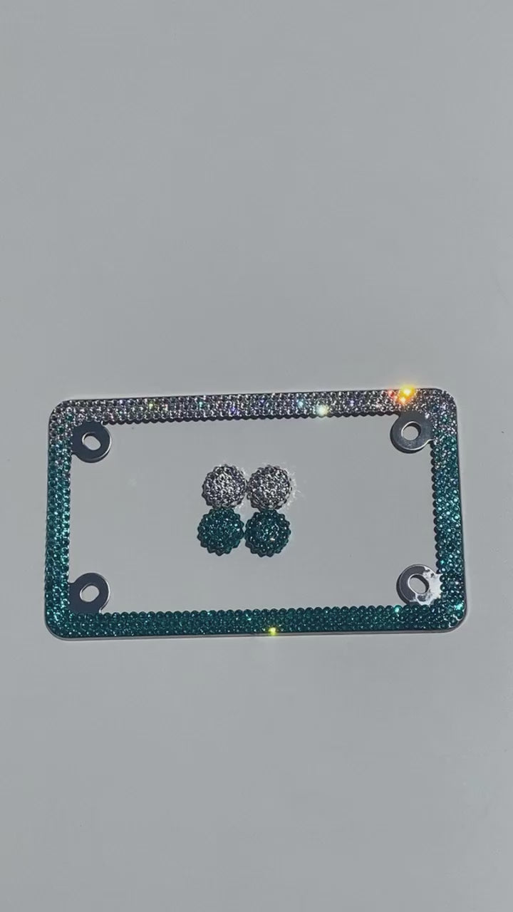 Video of Sparkling Motorcycle License Plate Frame Crystallized by ICY Couture with Swarovski Crystals or Glass Rhinestones