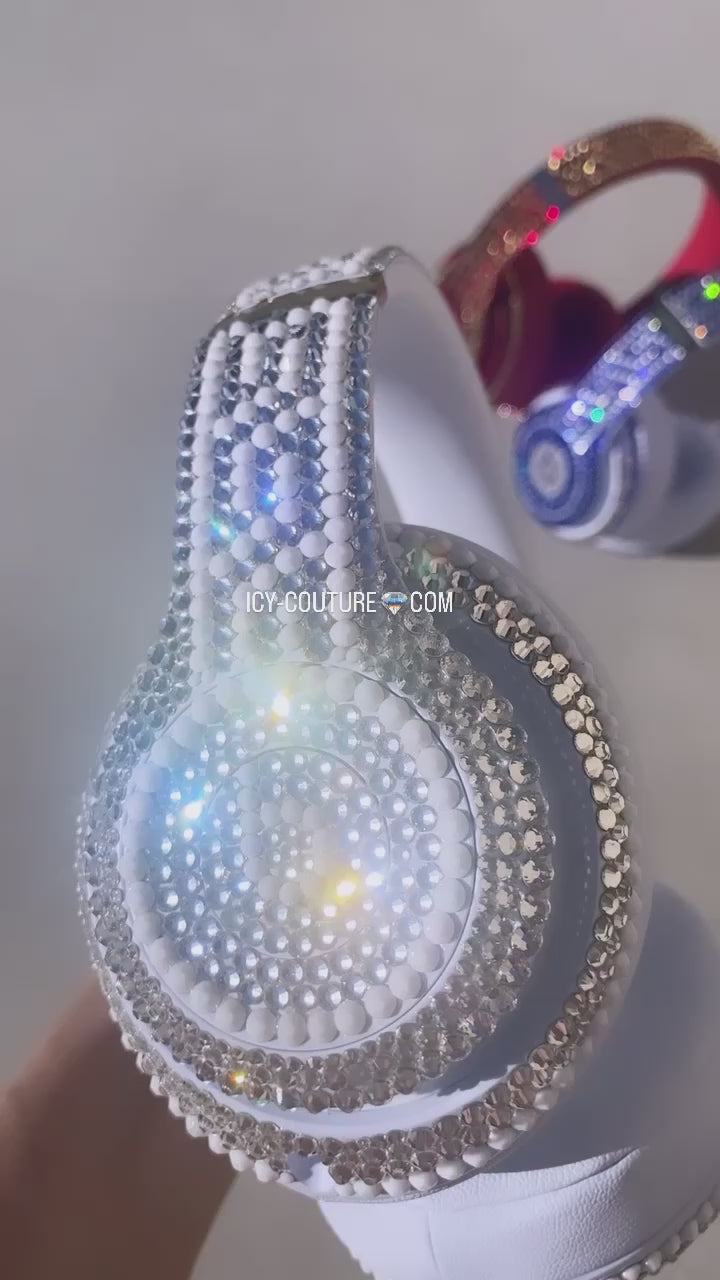 Video of Mykonos Custom Bedazzled Bling Beats Headphones Crystallized with Swarovski crystals or premium glass rhinestones by ICY Couture.