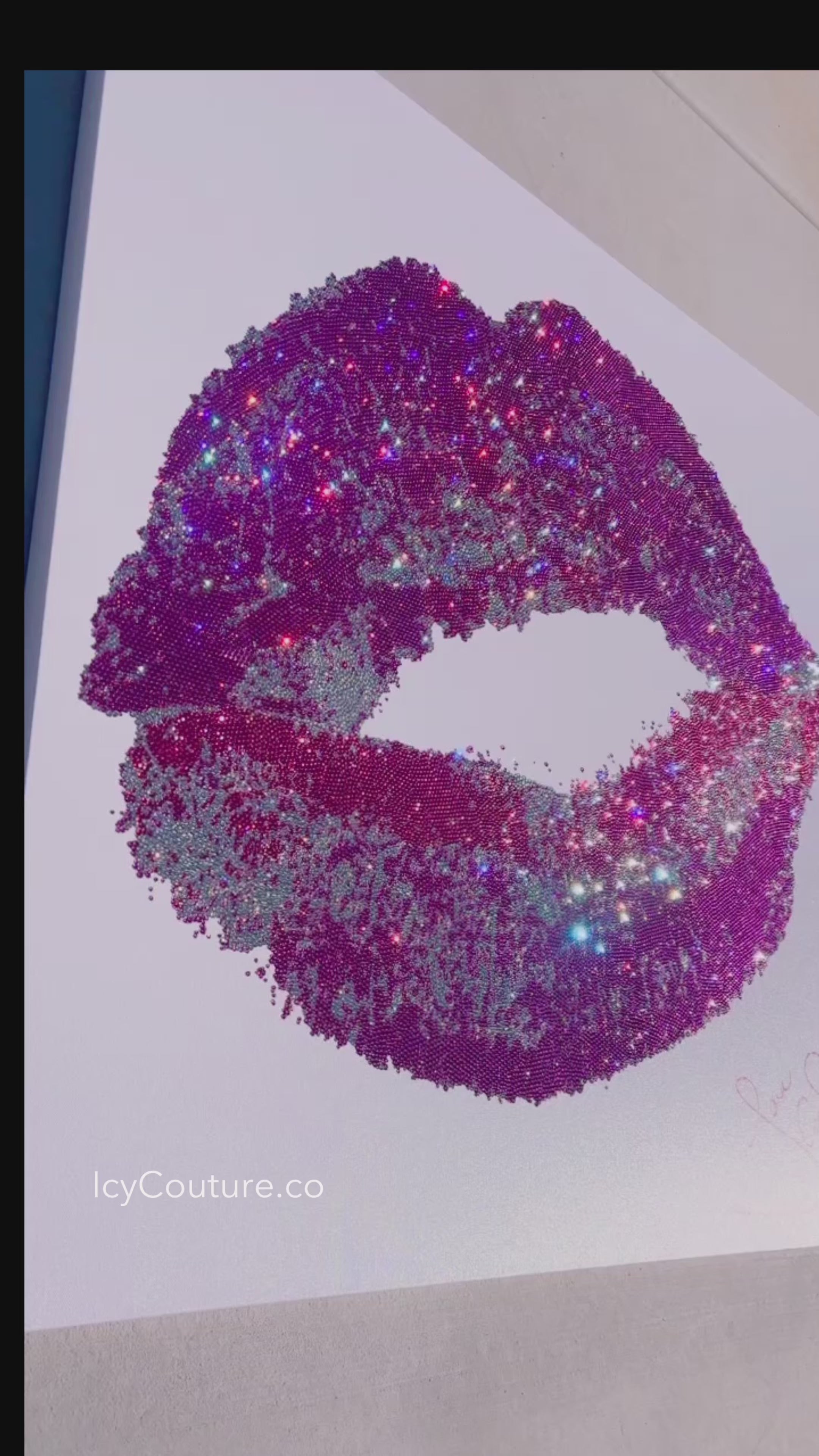 Giant 40"x40" Crystallized Lips Print Wall Art