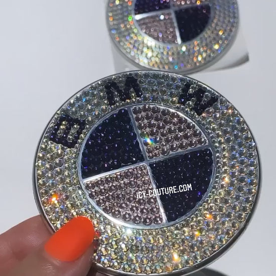 Video of sparkling Crystal Shimmer Bling BMW emblems crystallized with Swarovski Crystals by ICY Couture.