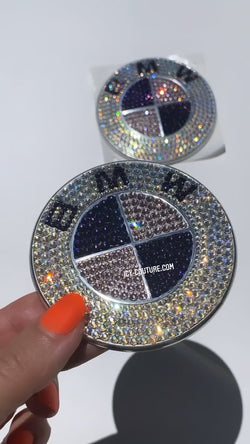 Video of sparkling Crystal Shimmer Bling BMW emblems crystallized with Swarovski Crystals by ICY Couture.