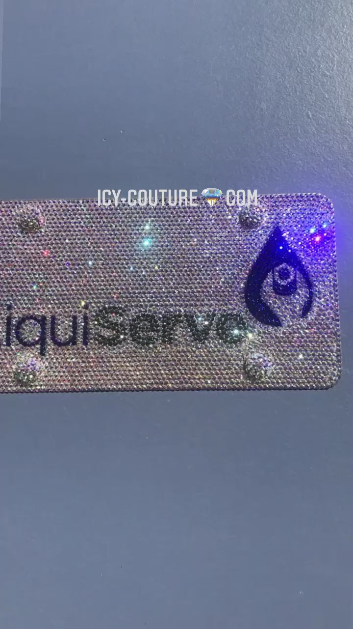 Video of sparkling license plate fully crystallized in Crystal AB Austrian Crystals.