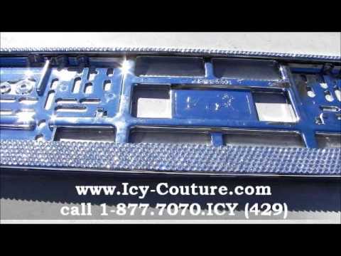 EUROPEAN & UAE SIZE | Crystal License Plate Frame | ICY Couture Custom Luxury Car Jewelry