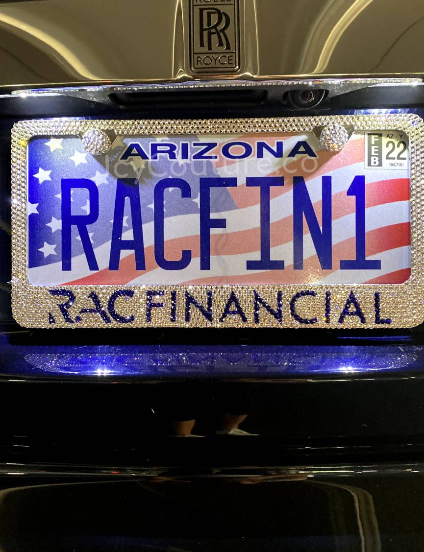 Rac Financial Custom Message Bling License Plate Frame Crystallized with Swarovski Crystals by ICY Couture