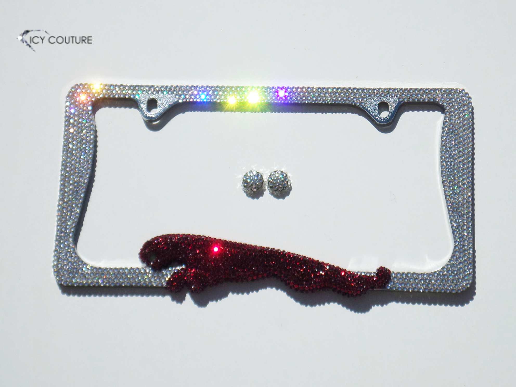Crystal License Plate Frame For Jaguar Owners – 3D Running Jaguar | Luxury Car Jewelry