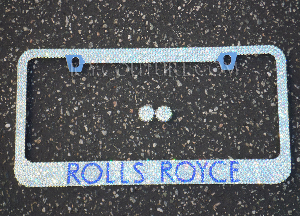 Rolls Royce License Plate Frame custom bedazzled with Swarovski Crystal Shimmer by ICY Couture