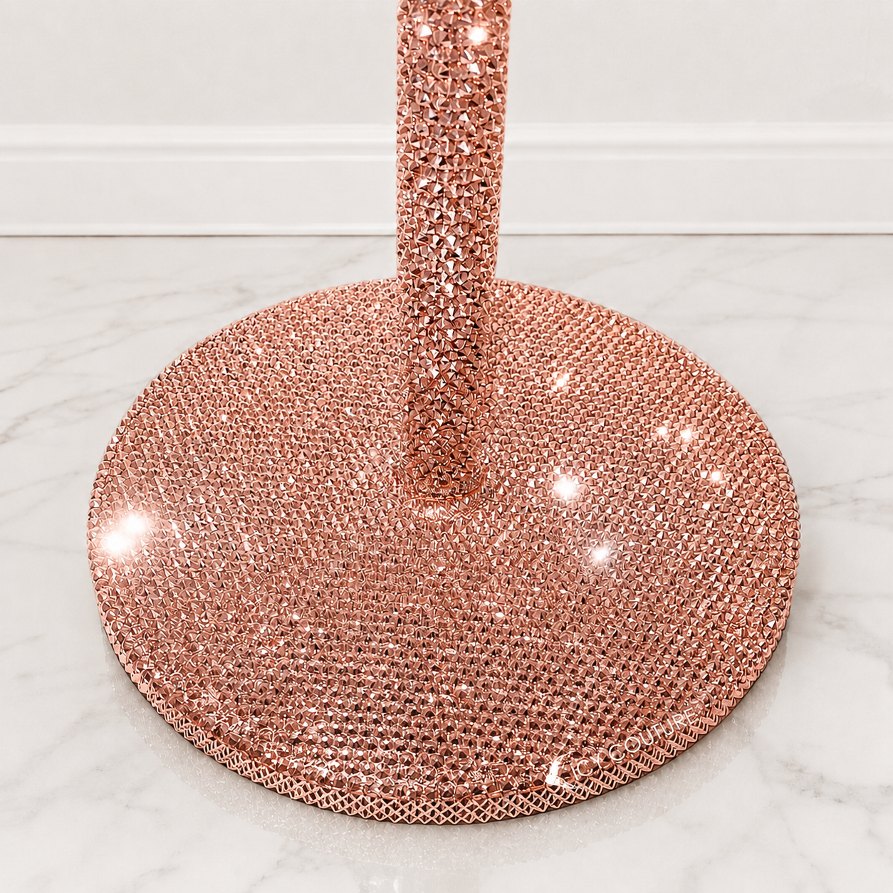 Rose Gold Microphone Stand showing detailed view of ICY Couture workmanship and close up on Swarovski crystals 