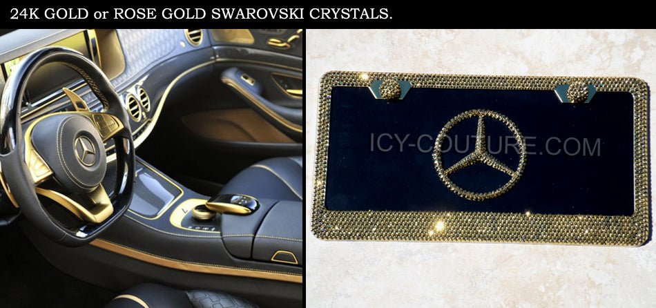 Rose Gold or Gold Bling Crystal License Plate Frame - ICY Couture