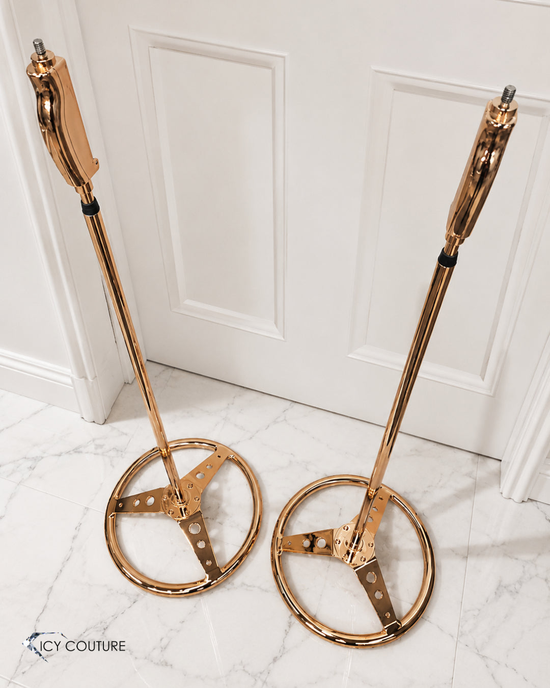 Rose Gold Microphone Stands By ICY Couture For Touring,  Stage Styling, And Custom Studio Setups.