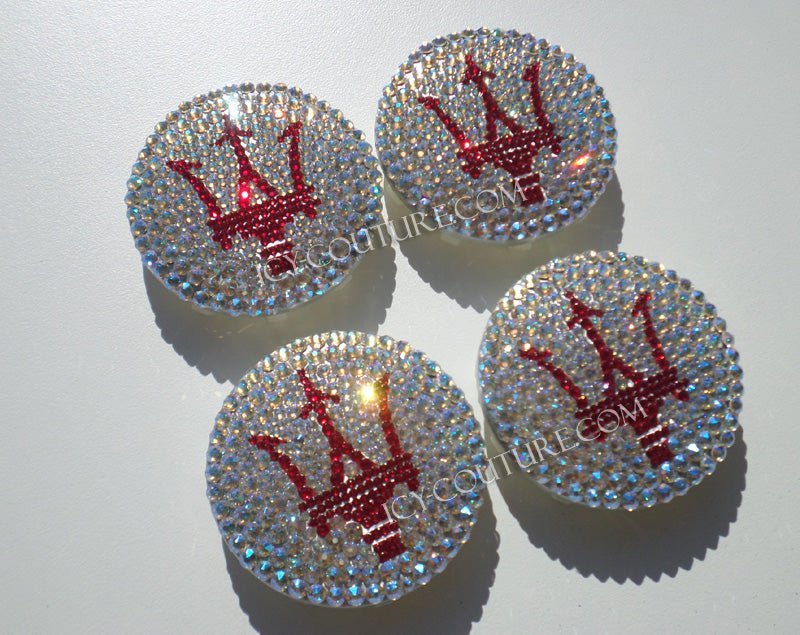 Sparkling crystal rim caps of Maserati custom crystallized by ICY Couture.