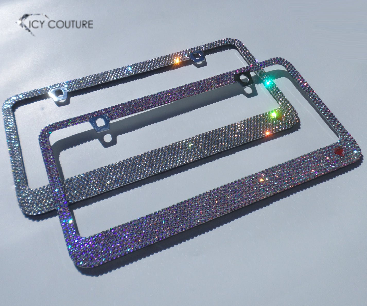 Luxury Bedazzled Bling License Plate Frame: Diamond Clear & Other Neutral Colors - ICY Couture