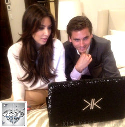 ICY Couture Laptop Cover Custom Bedazzled for Kim Kardashian with her signature KK logo. Color used here: Jet Black