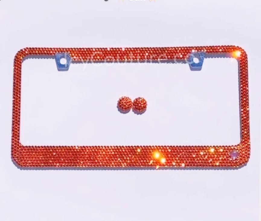 SINGLE COLOR | Custom Crystal License Plate Frame | Luxury Car Jewelry
