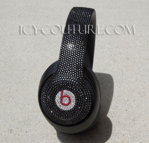 Black Bling Beats Headphones custom crystallized with Swarovski Crystal or Premium Glass Rhinestones. Bedazzled by ICY Couture