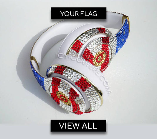 YOUR FLAG Crystal Designs on Headphones. - ICY Couture