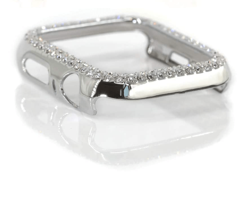 2 Row Crystal Bling Silver Apple Watch Cover - 38mm, 40mm, 41mm, 42mm, 44mm, 45mm - ICY Couture