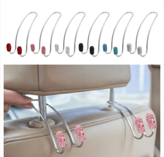 2x Universal Car Bling Hangers Back Seat Crystal Rhinestone Storage Hooks - ICY Couture