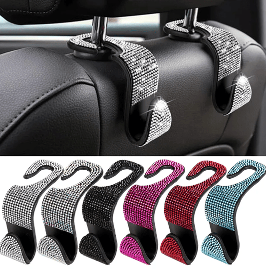 2x XL Universal Car Bling Hangers Back Seat Crystal Rhinestone Storage Hooks - ICY Couture