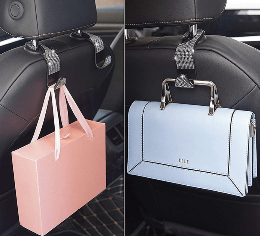 2x XL Universal Car Bling Hangers Back Seat Crystal Rhinestone Storage Hooks - ICY Couture