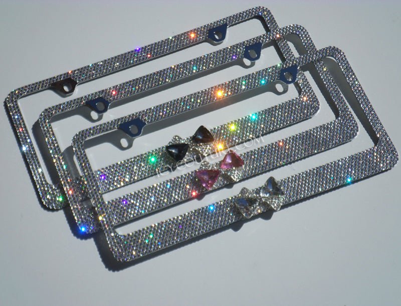 Bling Bow Rhinestone License Plate Frames bedazzled with Diamond Clear Swarovski Crystals by ICY Couture