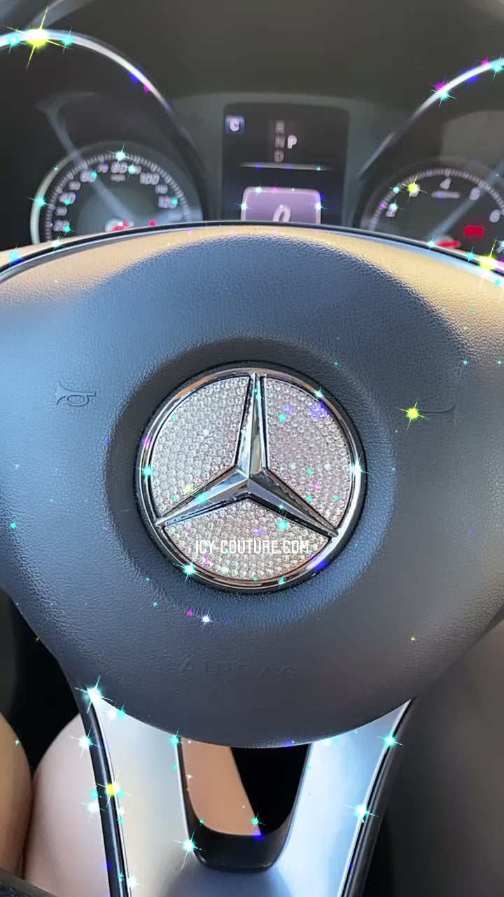 Adhesivo brillante para volante con aspecto de diamante para varios coches