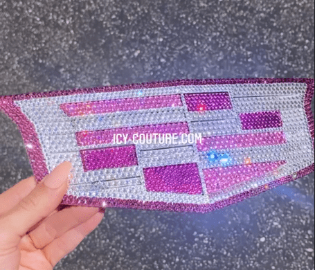 Cadillac Front/Grille Emblem Pink Colors Rhinestones Custom Crystallized with Swarovski Crystals by ICY Couture