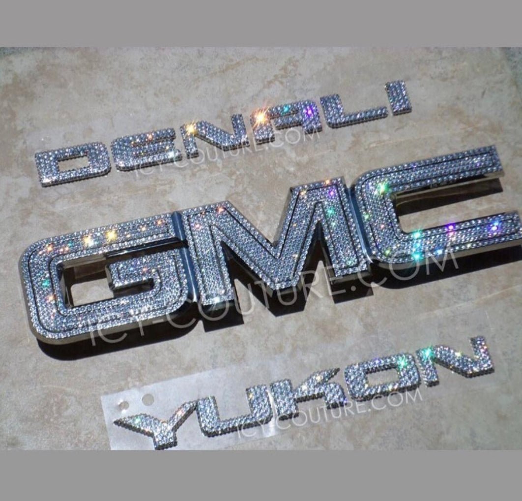 GMC Denali Yukon Emblems Letters Set  Crystallized with Clear Swarovski crystals by ICY Couture