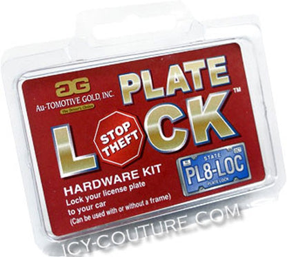 Anti-Theft Plate Lock - License Plate Frame Locking Security Kit: Chrome or Black Screw Caps Covers - ICY Couture
