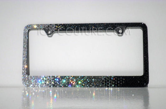 'Black Diamond Horizontal Ombre' Rhinestone Bling License Plate Frame - ICY Couture