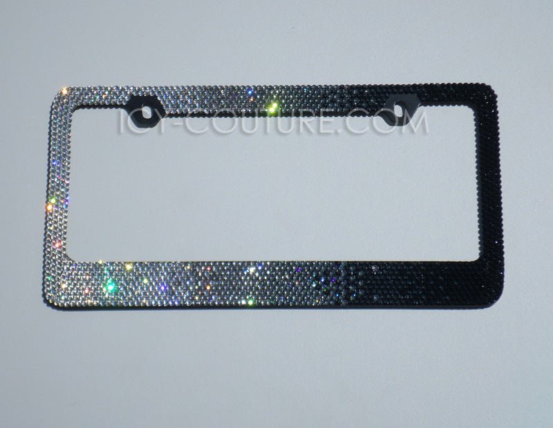 'Black Diamond Horizontal Ombre' Rhinestone Bling License Plate Frame - ICY Couture