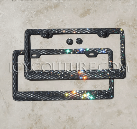 Black Diamond on Black Crystal Bling License Plate Frame - ICY Couture