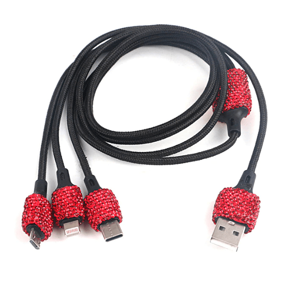 Bling Rhinestone Dual USB Car Charger Set - Clear, Red, Pink, Black - ICY Couture