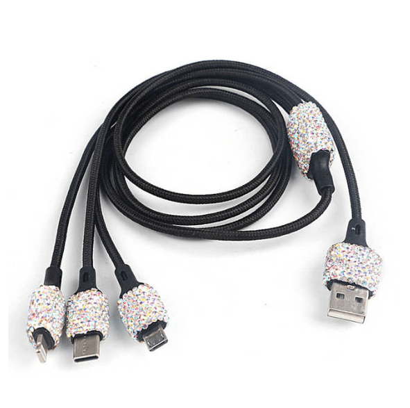 Bling Rhinestone Dual USB Car Charger Set - Clear, Red, Pink, Black - ICY Couture