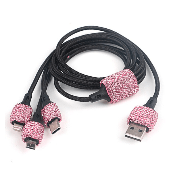 Bling Rhinestone Dual USB Car Charger Set - Clear, Red, Pink, Black - ICY Couture